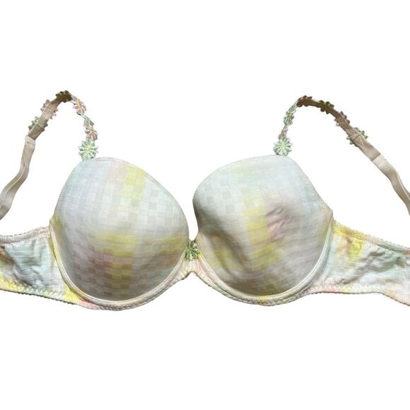Mary Jo Avero Brand Pastel Watercolor Bra with Floral Straps Size 34D - Picture 5 of 13